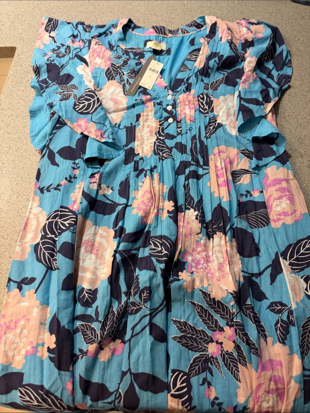 Anthropologie Floral Maxi Dress - Blue & Pink